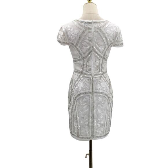 LULU'S SZ M Spread Your Shine White Sequin Embroidered Bodycon Dress NEW B151 - Picture 4 of 9